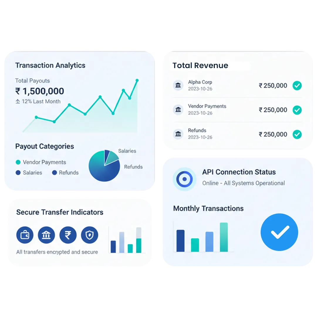 Mobile recharge and bill payment API integration dashboard showing instant transaction processing.